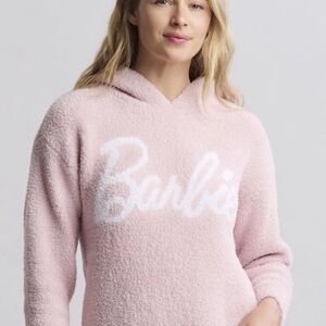 BAREFOOT DREAMS COZYCHIC X BARBIE COLLAB PINK HOODED SWEATSHIRT//SIZE  SMALL